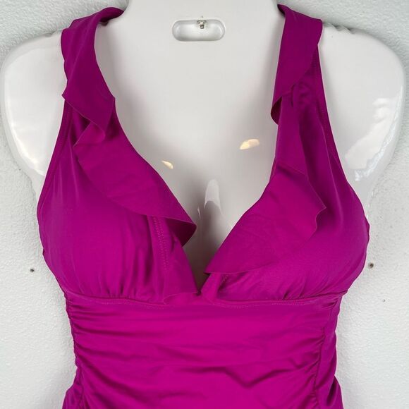NWOT Lauren Ralph Lauren Magenta Tankini Top and Matching Bottoms Size 8 - Picture 2 of 8